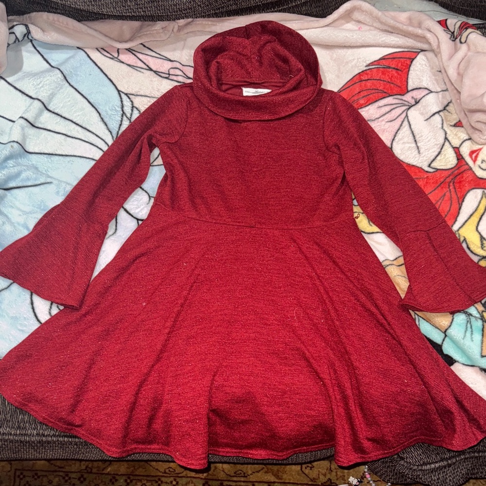 Rare Editions Red Cowl-Neck Fit & Flare Dress. Stretchy!